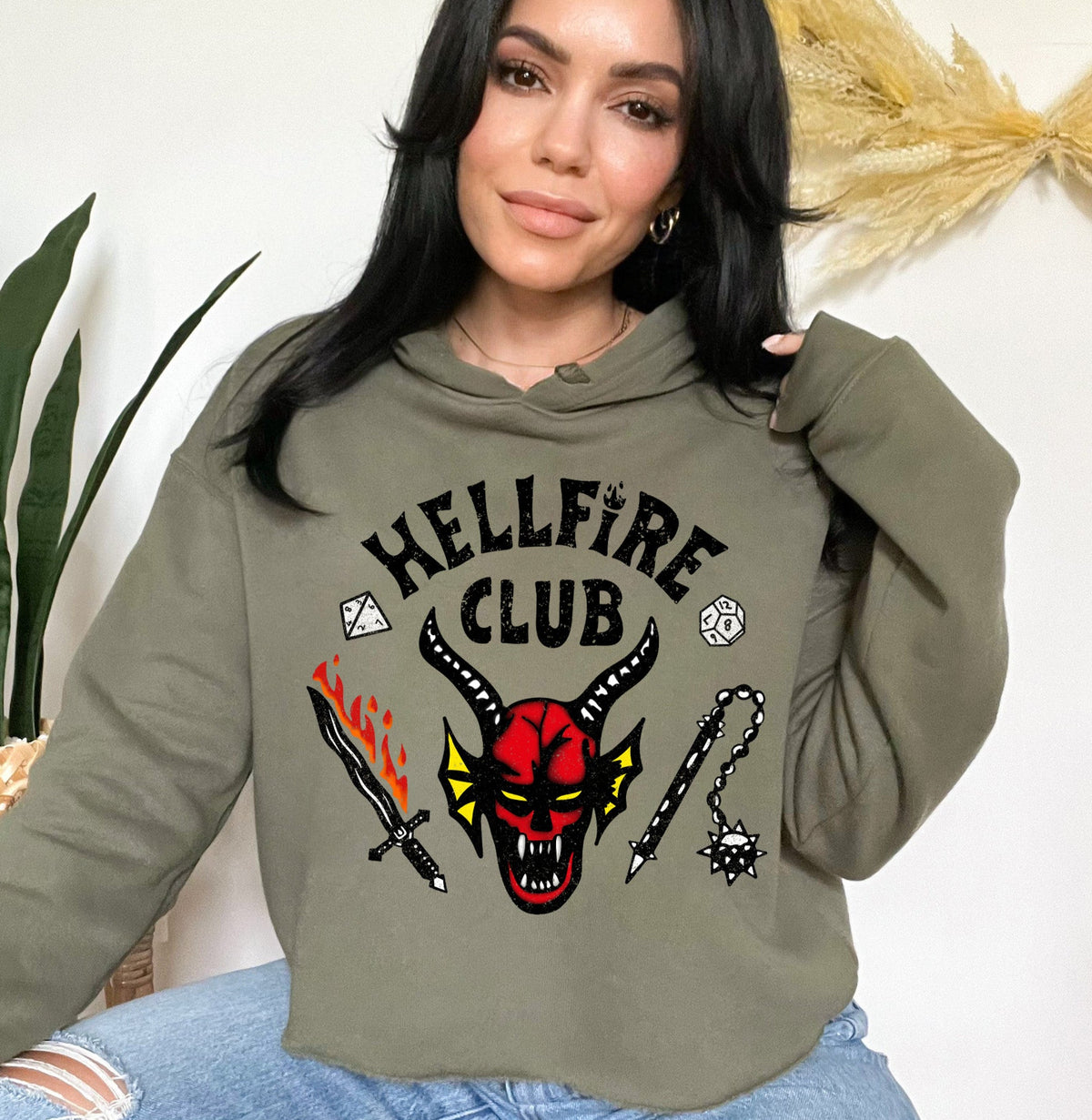 military crop hoodie that says hellfire club - HighCiti