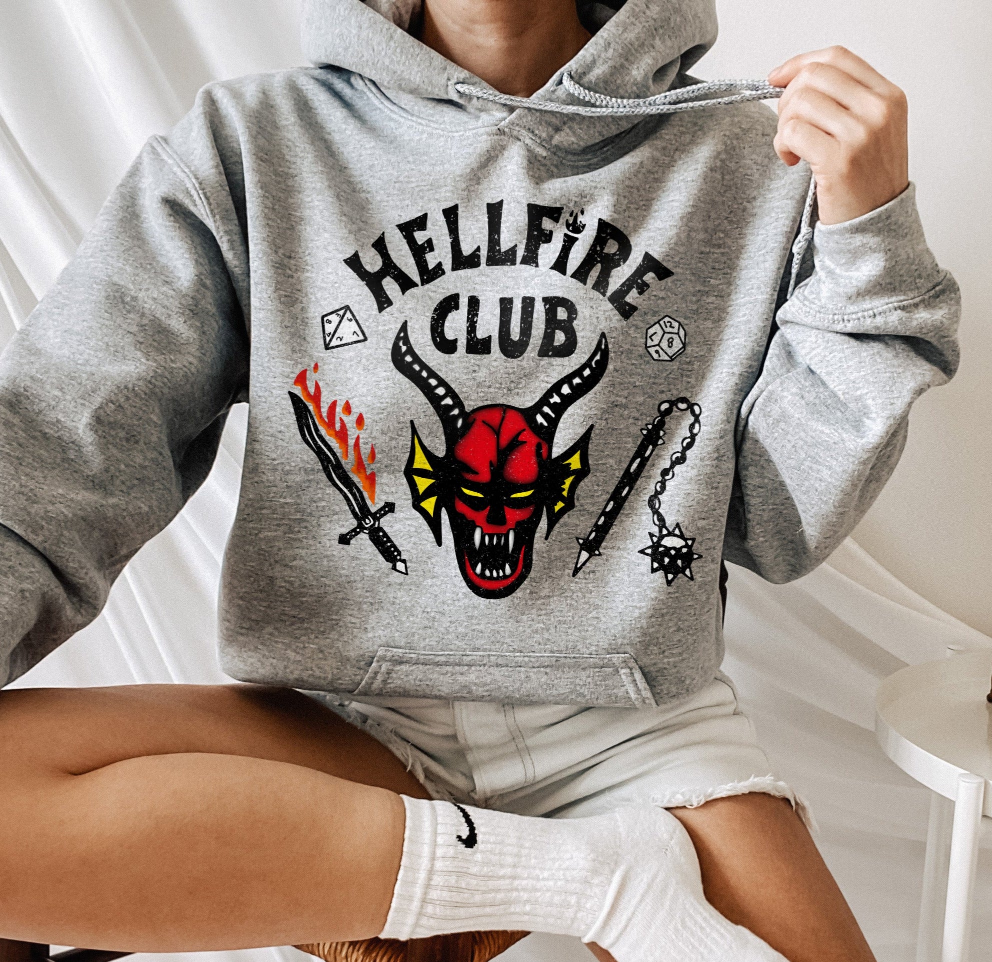 Grey hoodie that says hellfire club - HighCiti