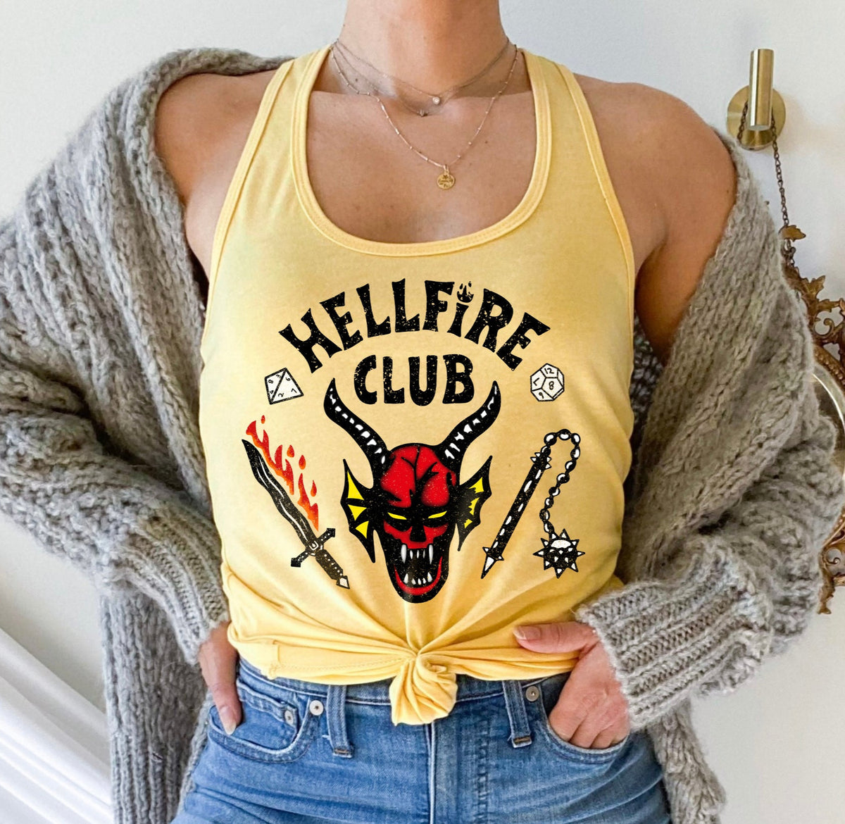 yellow tank top that says hellfire club - HighCiti