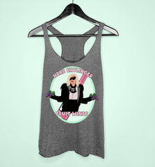 Grey tank top with moire rose and a bottle of wine saying herb ertlinger fruit wines - HighCiti