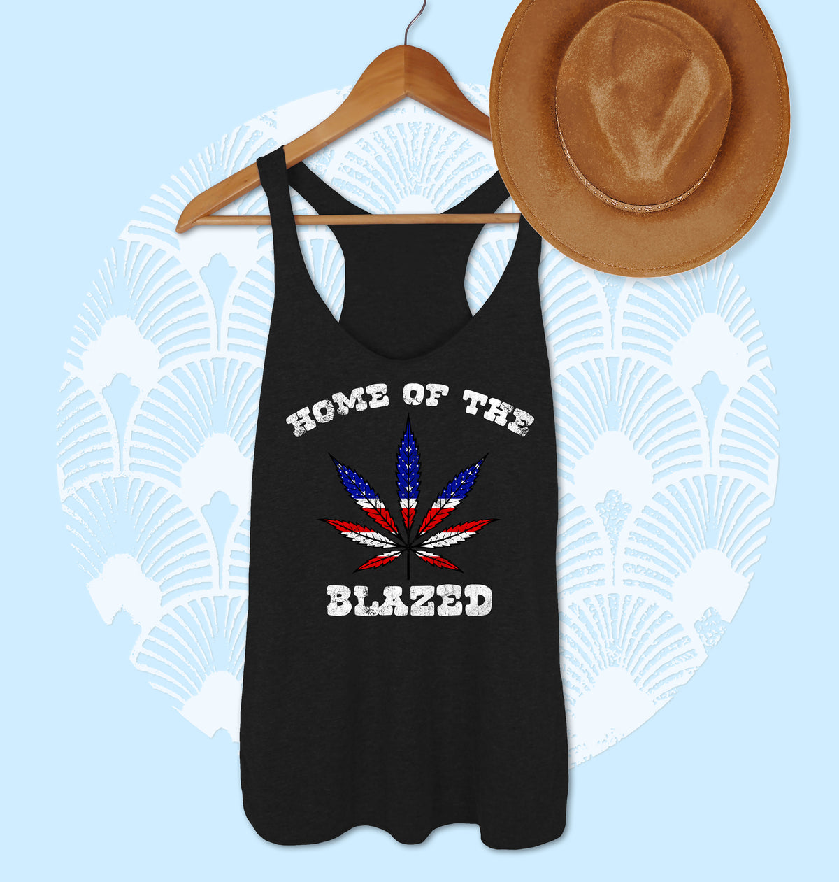Black tank with a america weed leaf that says home of the blazed - HighCiti