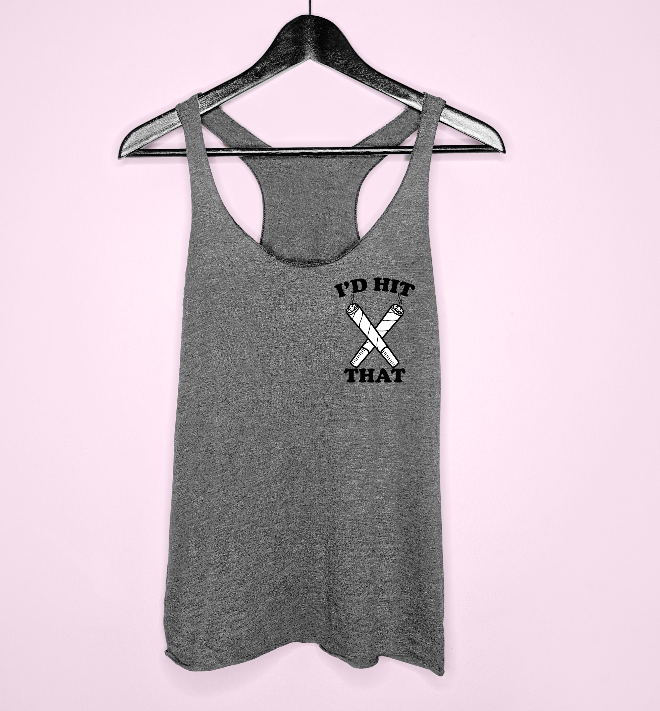 Grey Women's tank with cross joints saying I'd hit that - HighCiti