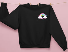 Black sweatshirt with a colorful rainbow saying I hate people - HighCiti