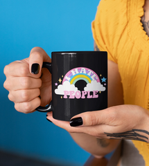 Black mug with a colorful rainbow saying I hate people - HighCiti