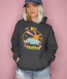 Dark heather hoodie with a vw bus saying I be trippin' - HighCiti
