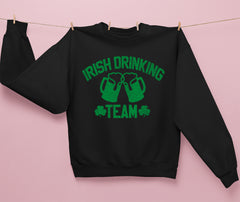 Black sweatshirt with beer pints that says irish drinking team - HighCiti