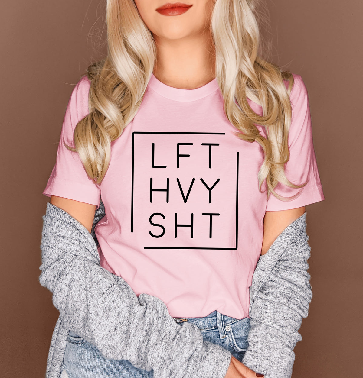 Pink shirt that says lift heavy shit - HighCiti