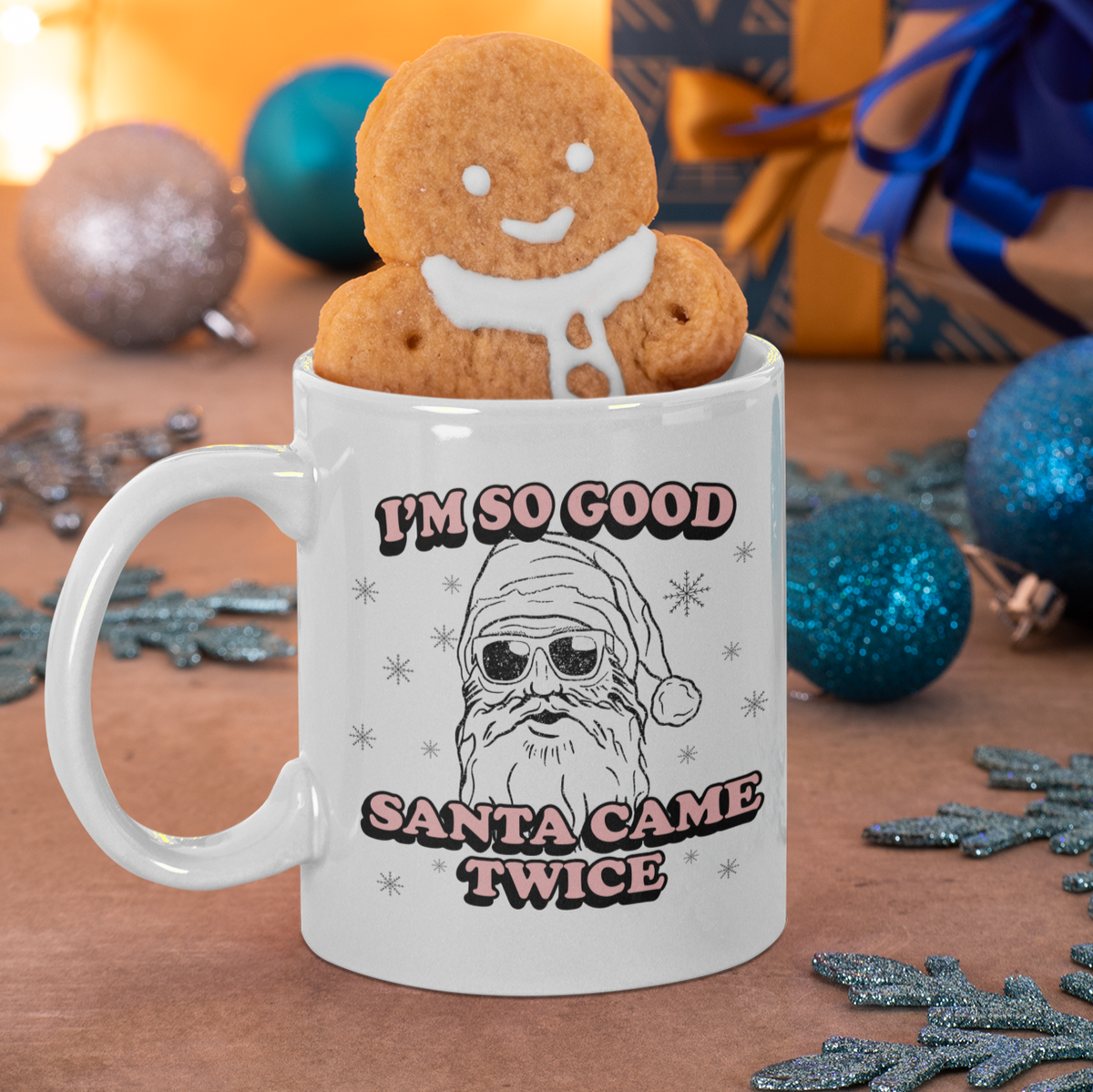 white mug with santa saying I'm so good santa came twice - HighCiti