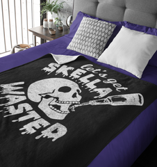 Black blanket with a skeleton saying let's get skella wasted - HighCiti