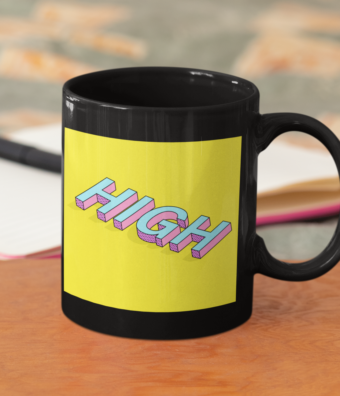 Black mug saying high - HighCiti