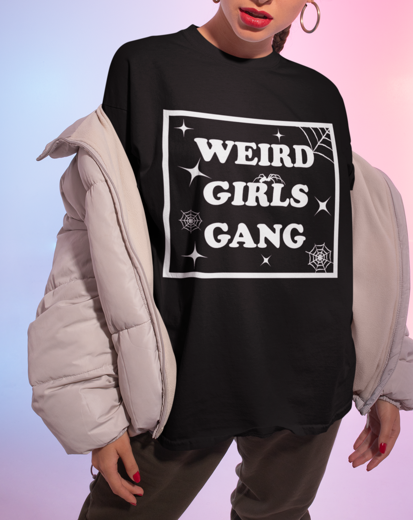 Black shirt saying weird girls gang - HighCiti