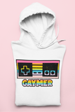 White hoodie with a nintendo remote saying gaymer - HighCiti