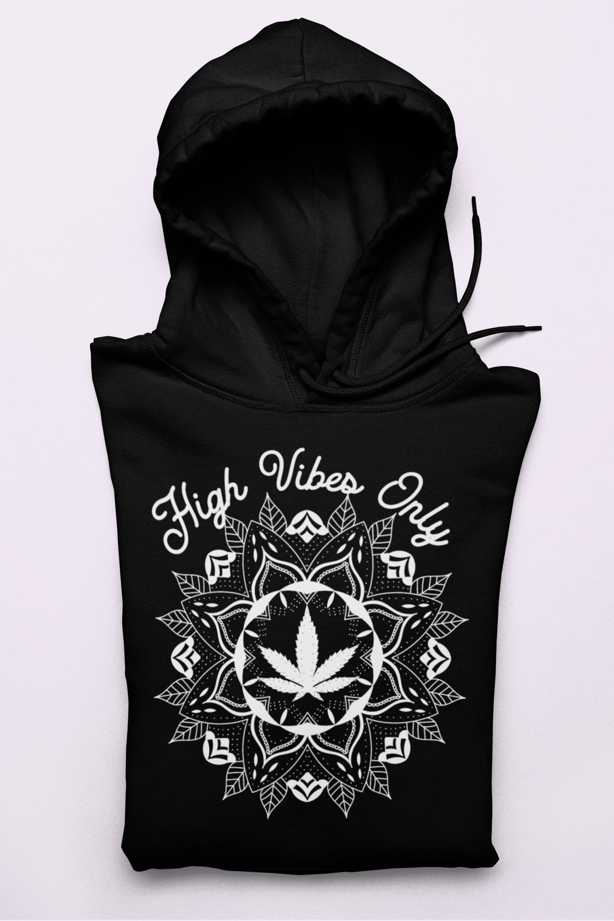 Black hoodie with a cannabis leaf mandala - HighCiti