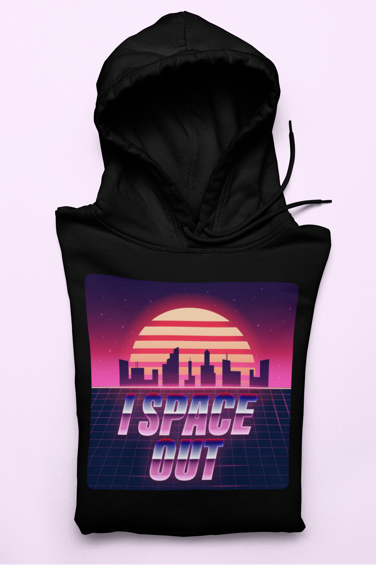 Black hoodie with a retro graphic saying I space out - HighCiti