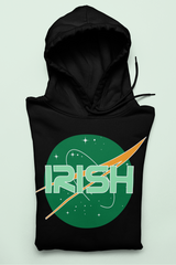 Black hoodie with the nasa logo saying irish - HighCiti