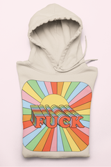 Sand Hoodie saying fuck with a retro style - HighCiti