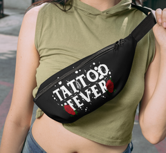 Black fanny pack with roses saying tattoo fever - HighCiti