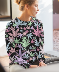 Black sweatshirt with weed leaves all over it - HighCiti