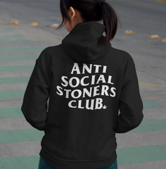 Black hoodie saying anti social stoners club - HighCiti