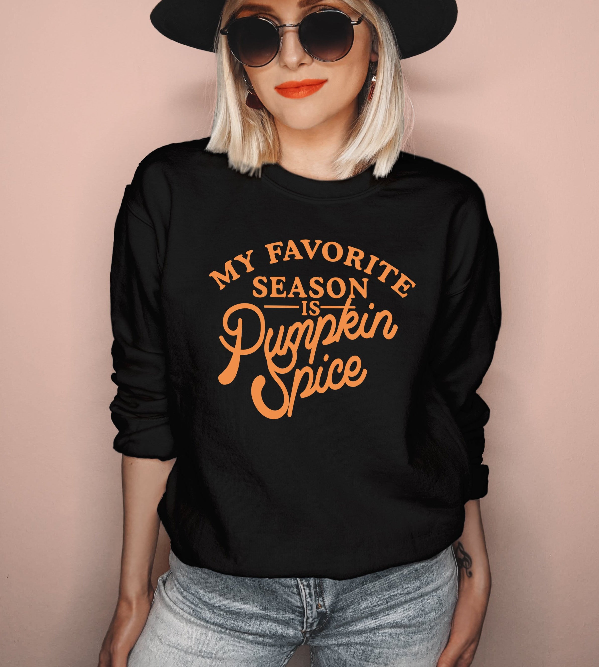 Black sweatshirt saying my favorite season is pumpkin spice - HighCiti