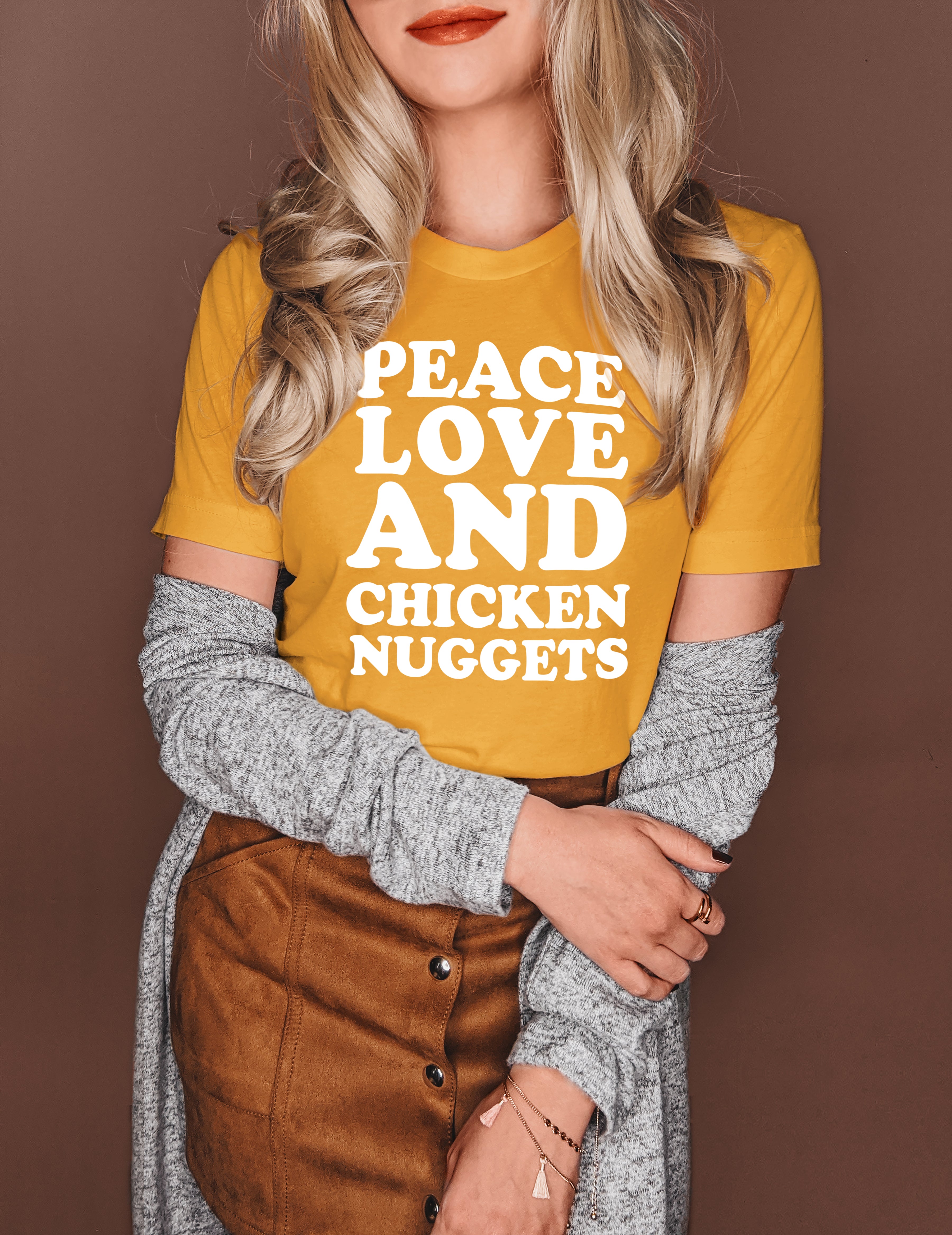 Honey shirt that says peace love and chicken nuggets - HighCiti