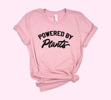Pink shirt that says powered by plants - HighCiti