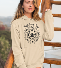 Sand hoodie with a cannabis leaf mandala - HighCiti