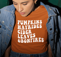 Pumpkins Hayrides Cider Leaves And Bonfires Shirt - HighCiti