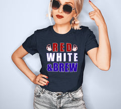 Heather navy shirt that says red white and brew - HighCiti