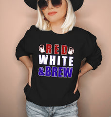 Black sweatshirt with beer that says red white and brew - HighCiti