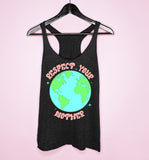 Black tank with a planet saying respect your mother - HighCiti