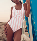 Pink stripes swimsuit that says rosé all day - HighCiti