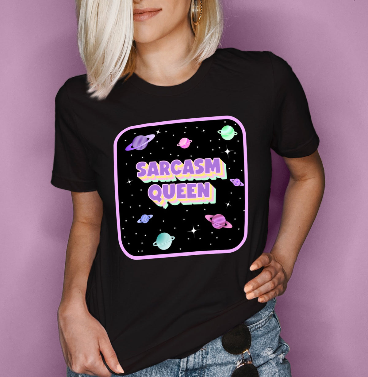 Black shirt saying sarcasm queen - HighCiti