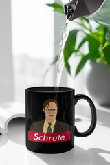 Black mug with dwight schrute from the office parody supreme logo - HighCiti