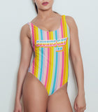 Rainbow stripes swimsuit saying sounds gay I'm in - HighCiti