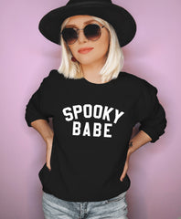Black sweatshirt saying spooky babe - HighCiti