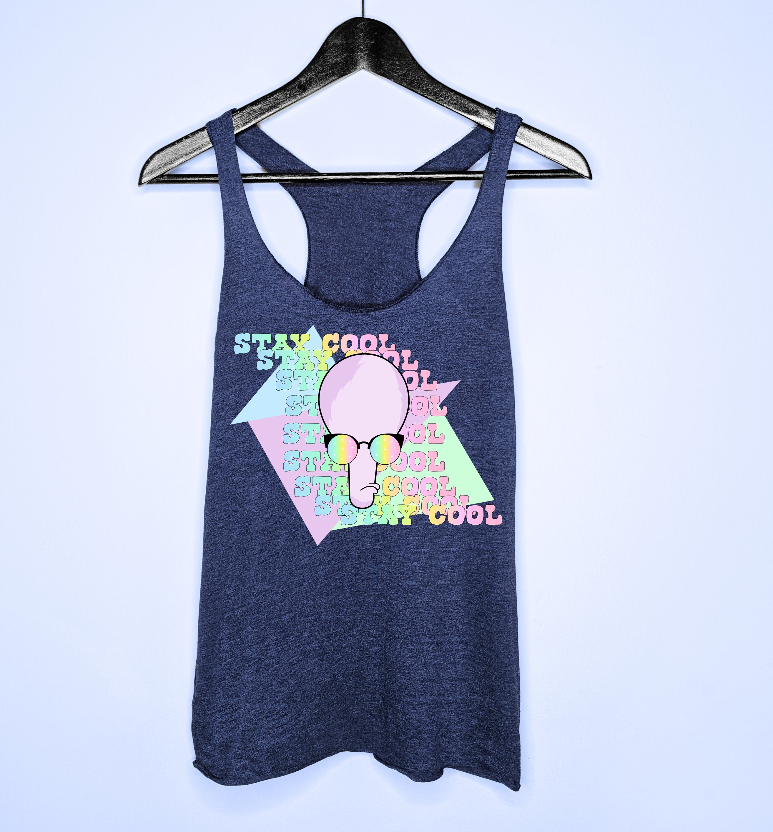 Navy tank with a pastel alien saying stay cool - HighCiti