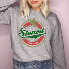 Black sweatshirt with the miller lite logo saying stoned - HighCiti