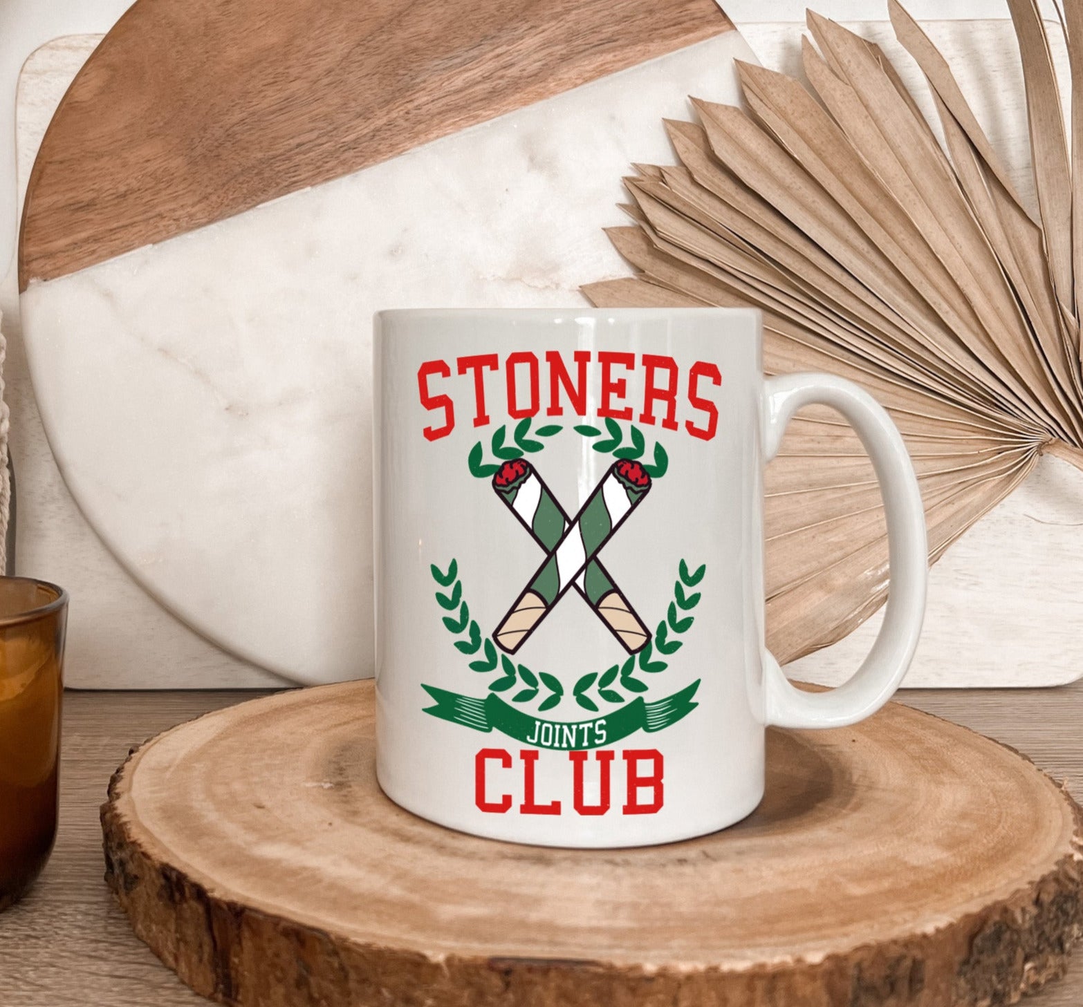 white mug with joints saying stoners club - HighCiti