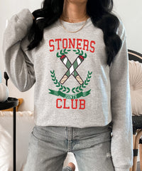 grey sweater with joints saying stoners club - HighCiti