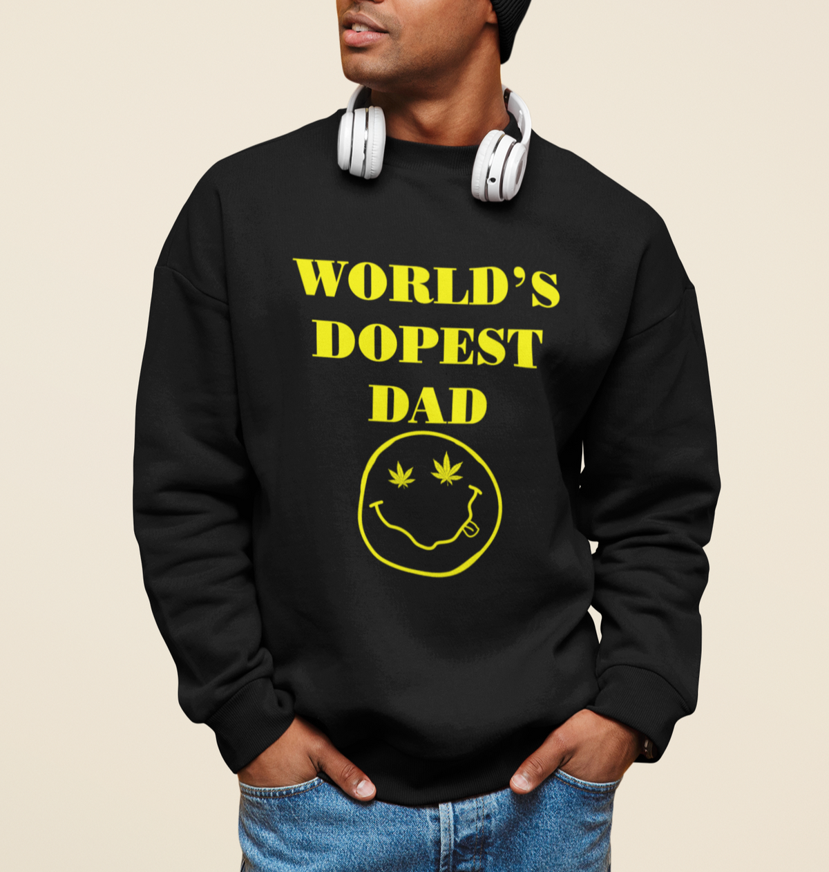 Black sweatshirt saying world's dopest dad - HighCiti