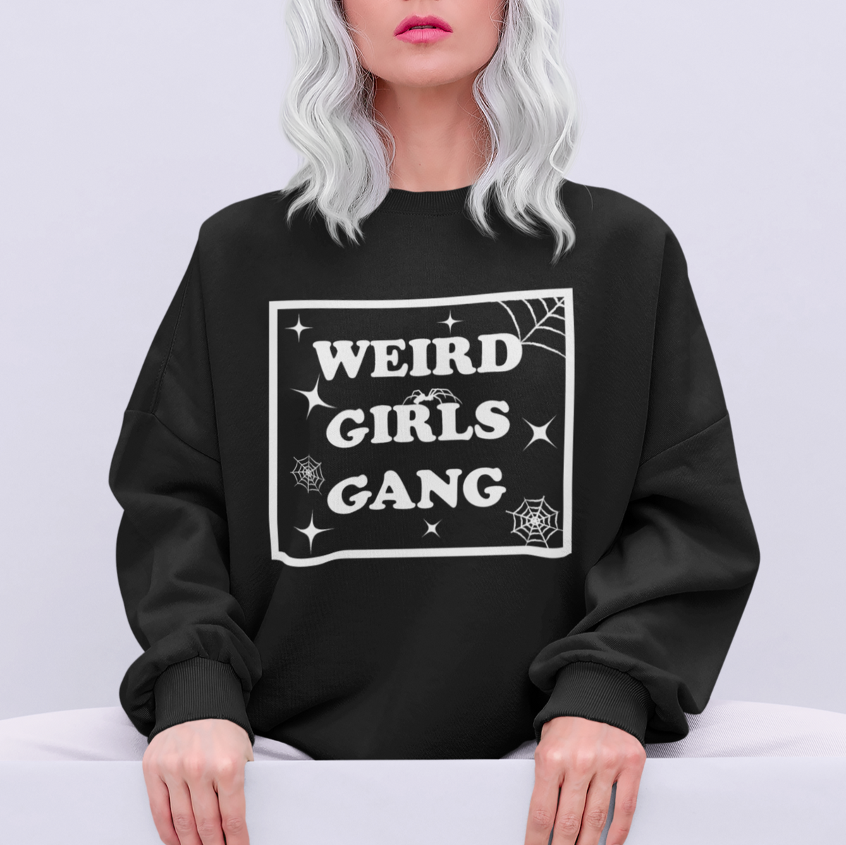 Black sweatshirt saying weird girls gang - HighCiti
