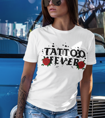White shirt with roses saying tattoo fever - HighCiti