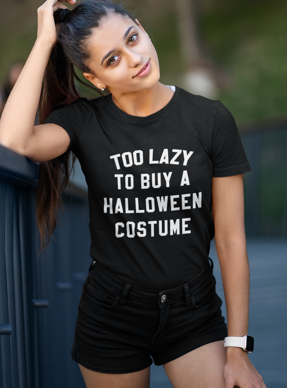 Black shirt saying I'm too lazy to buy a halloween costume - HighCiti