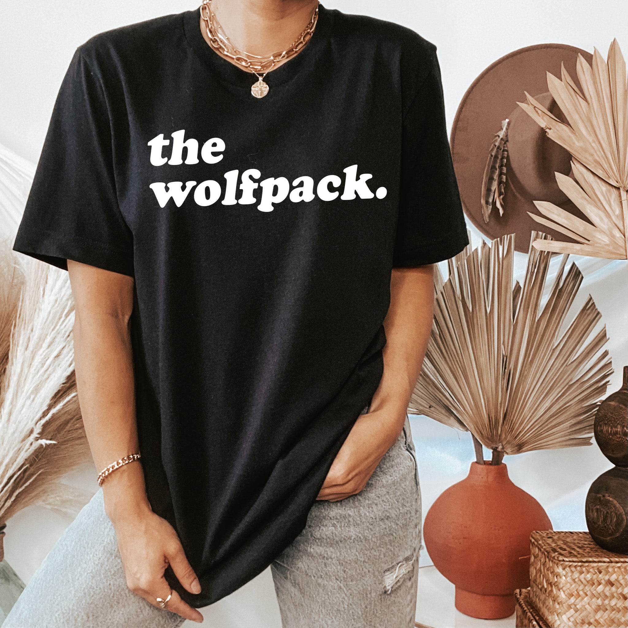 black shirt that says the wolf pack - HighCiti