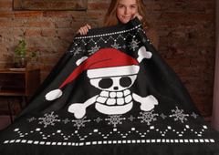 Black blanket with luffy wearing a santa hat from one piece - HighCiti