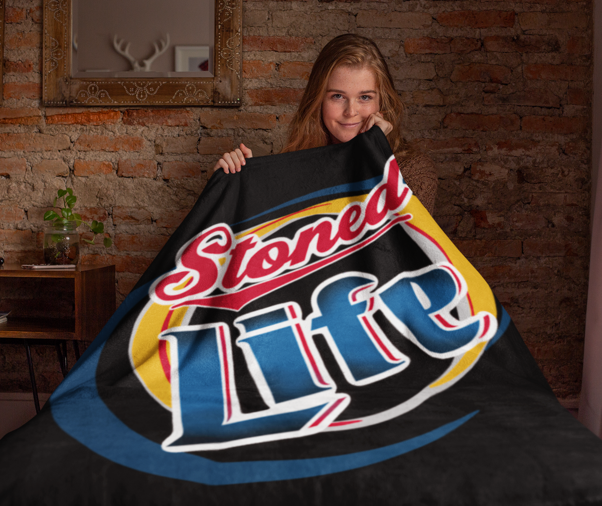 black blanket saying stoned life - HighCiti