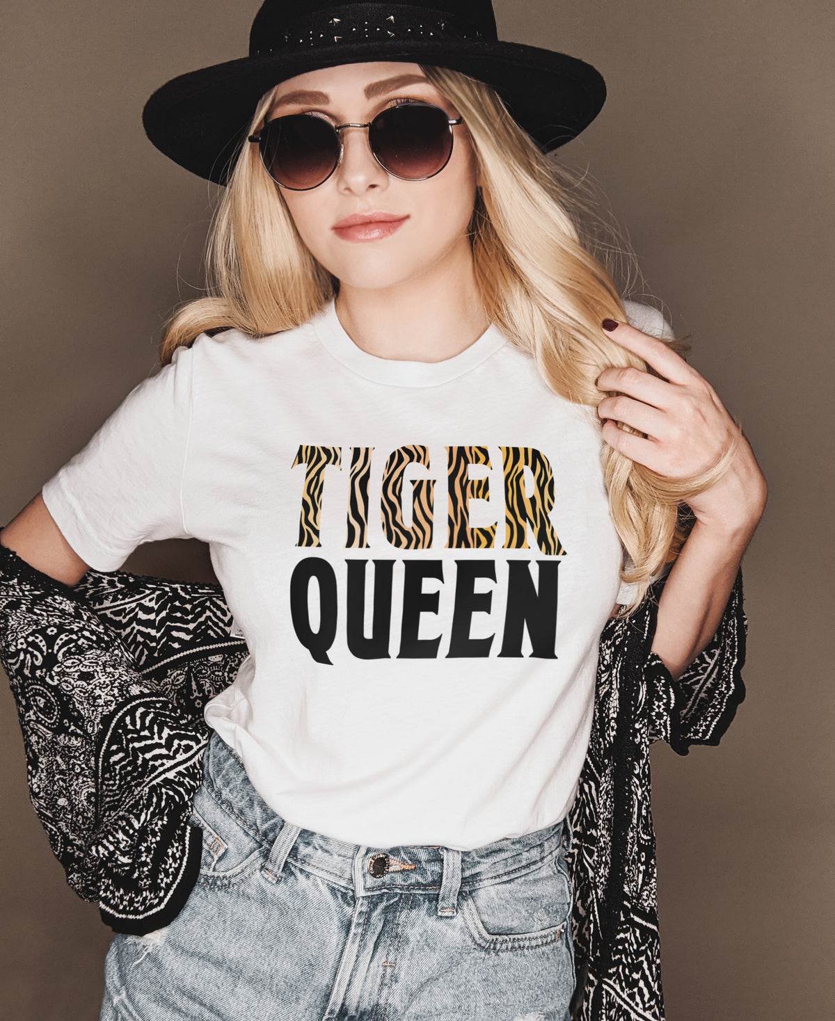 White shirt that says tiger queen - HighCiti