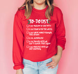 red sweatshirt that says to do list - HighCiti