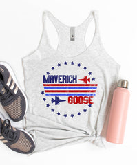 White tank top with maverick and goose top gun graphic - HighCiti